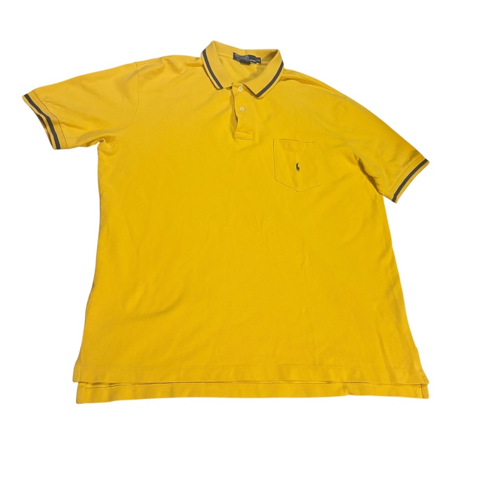 Polo by Ralph Lauren Men's XL Yellow Polo Shirt Golf Vintage Casual Short Sleeve